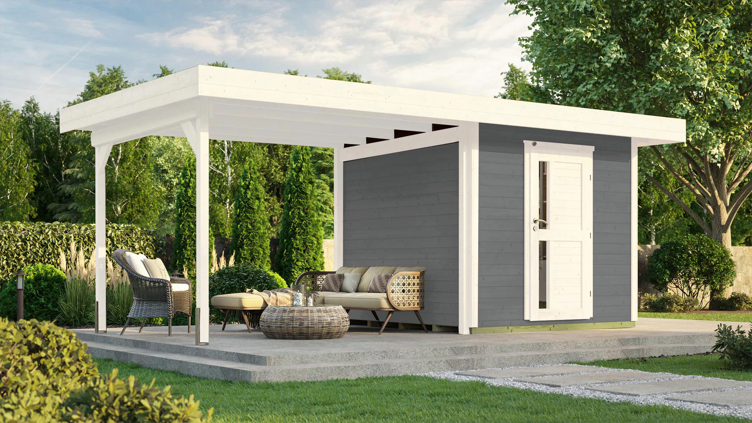 Weka Holz-Gartenhaus Designhaus 172 Flachdach Lackiert 375 cm günstig online kaufen