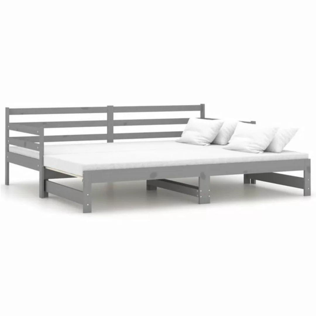 vidaXL Bett Tagesbett Ausziehbar Grau Massivholz Kiefer 2x(90x200) cm günstig online kaufen