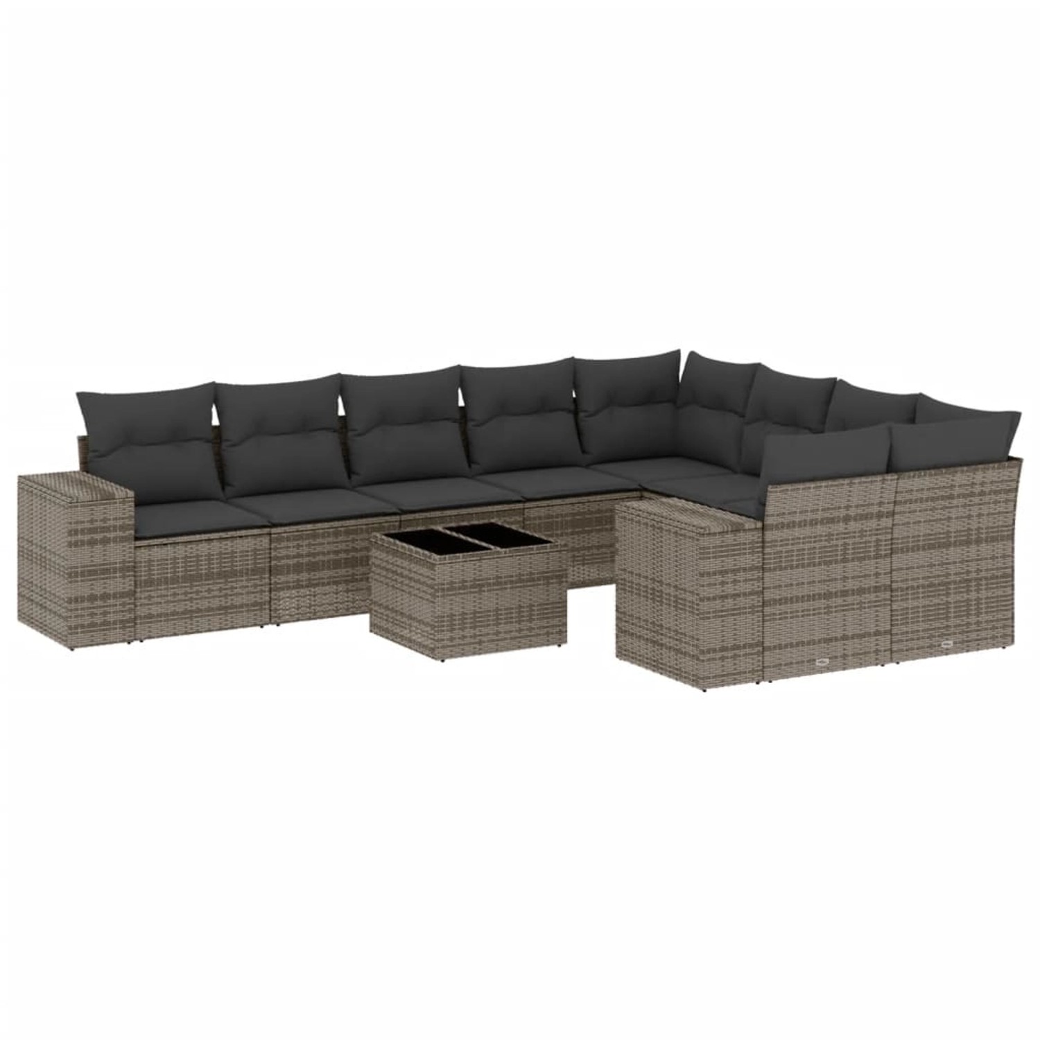 vidaXL 10-Tlg Garten-Sofagarnitur mit Kissen Grau Poly Rattan 3223049 günstig online kaufen