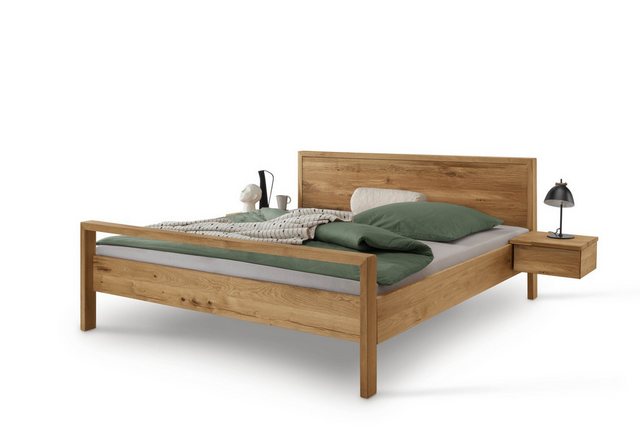 Natur24 Bett Doppelbett Bett Aalbe 180x200 Eiche Massiv Holzkopfteil günstig online kaufen