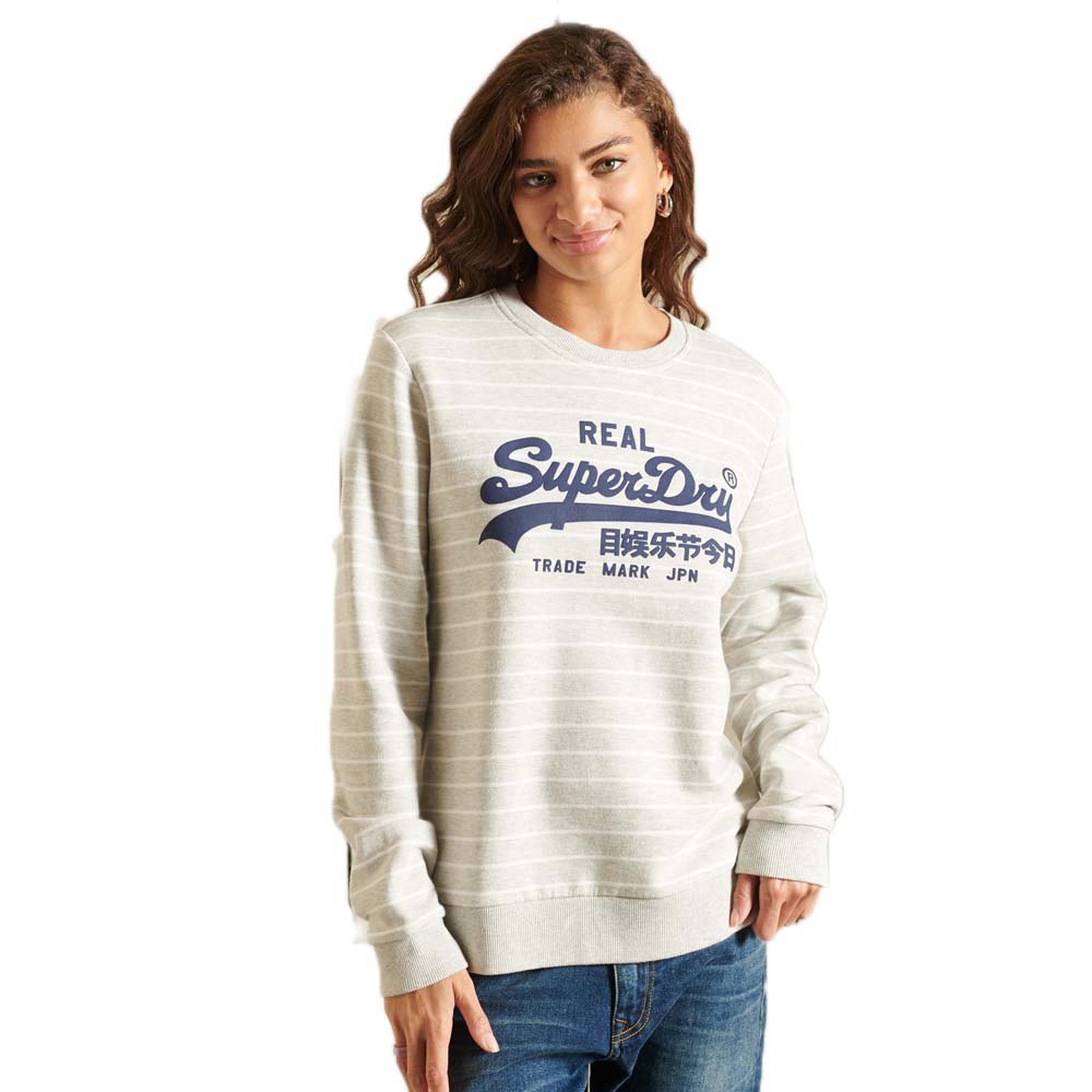 Superdry Vinage Logo Source Stripe Crew Sweatshirt M Athletic Grey Marl günstig online kaufen