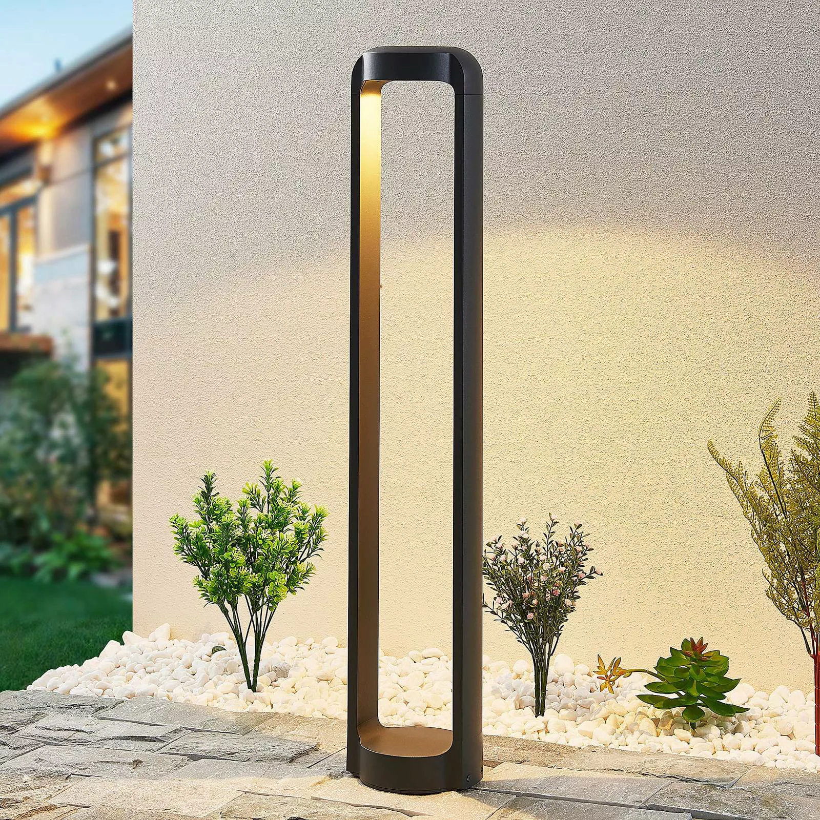 Lucande LED-Wegeleuchte Habsa, 80 cm, anthrazit, Aluminium günstig online kaufen