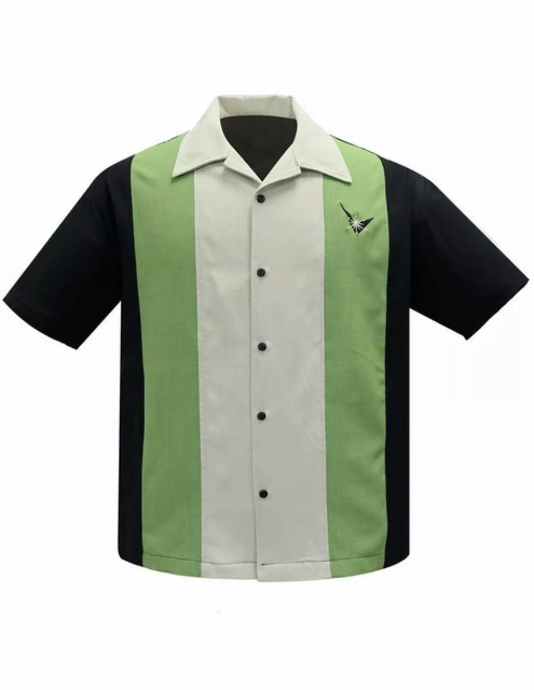 Steady Clothing Kurzarmhemd Black Apple Stone Retro Vintage Bowling Shirt günstig online kaufen