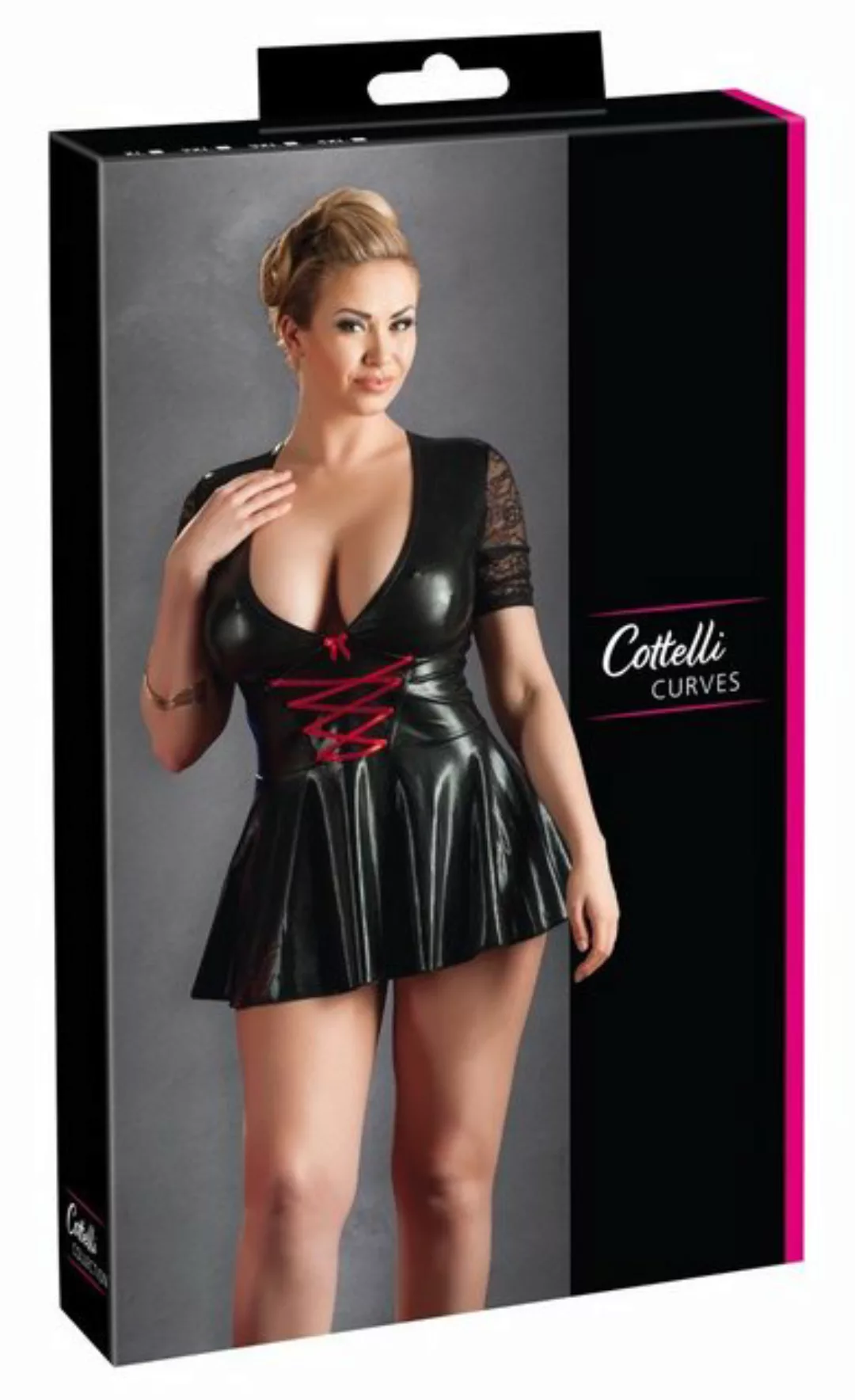 Cottelli CURVES Minikleid Cottelli CURVES - Kleid schwarz/rot XL günstig online kaufen