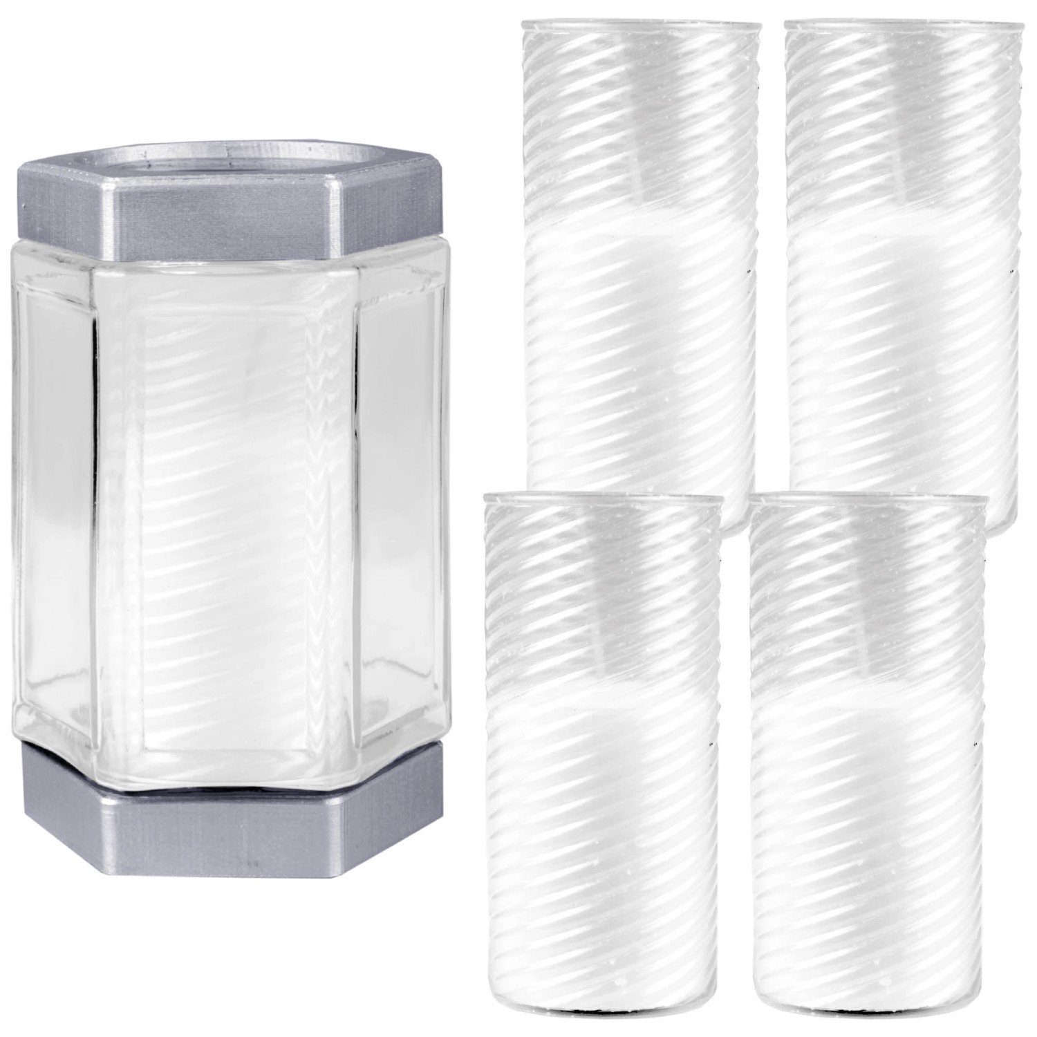 HS Candle Windlicht Aus Glas Silber 5 Kerzen günstig online kaufen