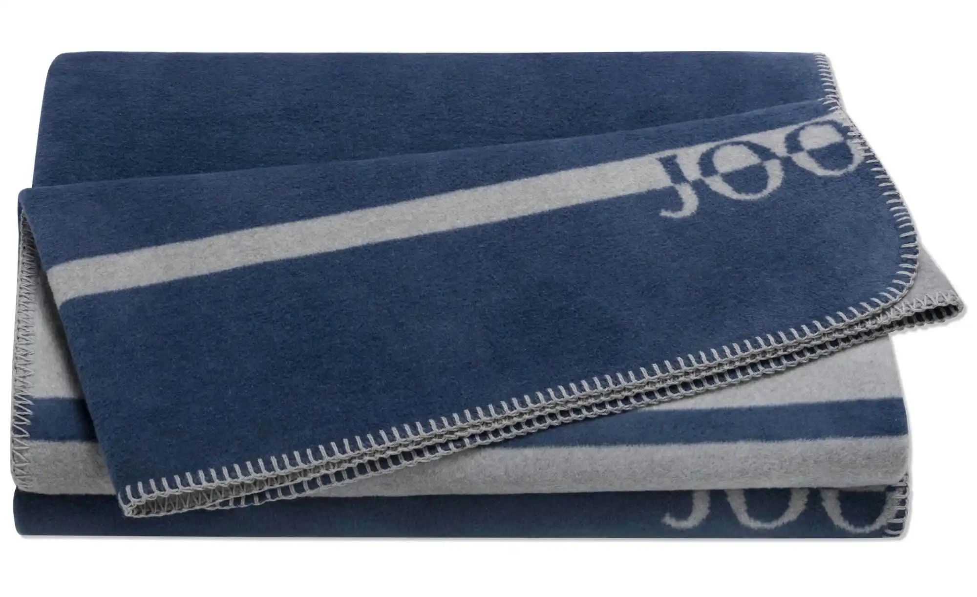 JOOP! Wohndecke Logo Stripes ¦ blau ¦ Baumwollmischgewebe ¦ Maße (cm): B: 1 günstig online kaufen