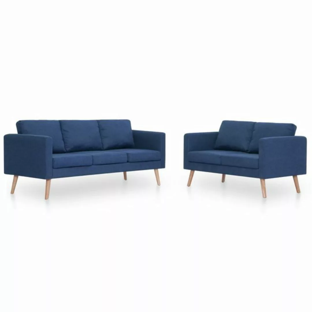 vidaXL Sofa 2-tlg. Sofagarnitur Stoff Blau günstig online kaufen