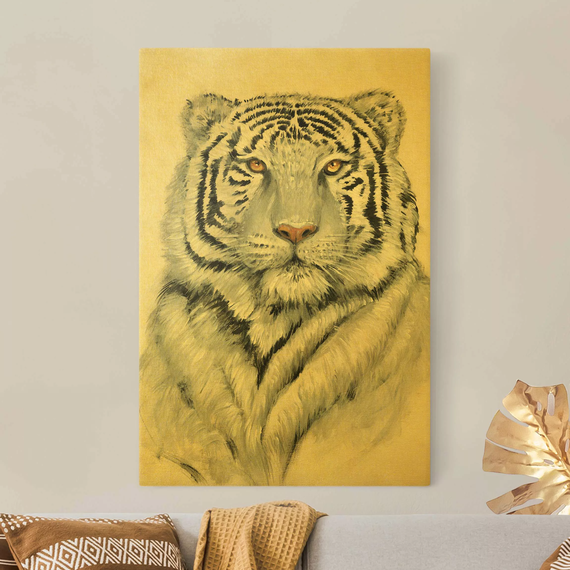 Leinwandbild Gold Portrait Weißer Tiger II günstig online kaufen