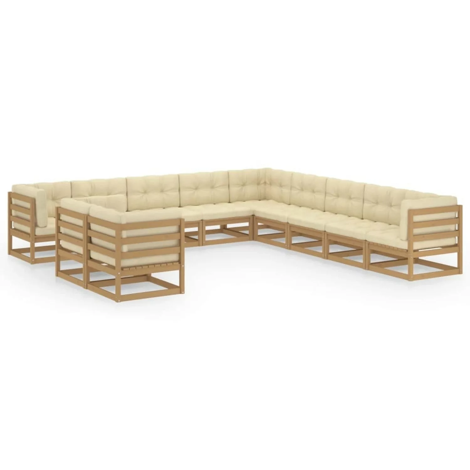 11-tlg. Garten-lounge-set Kissen Honigbraun Kiefer Massivholz günstig online kaufen