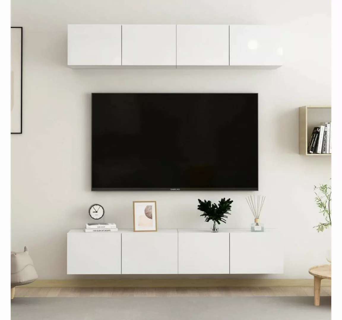 furnicato TV-Schrank TV-Schränke 4 Stk. Hochglanz-Weiß 80x30x30 cm Holzwerk günstig online kaufen