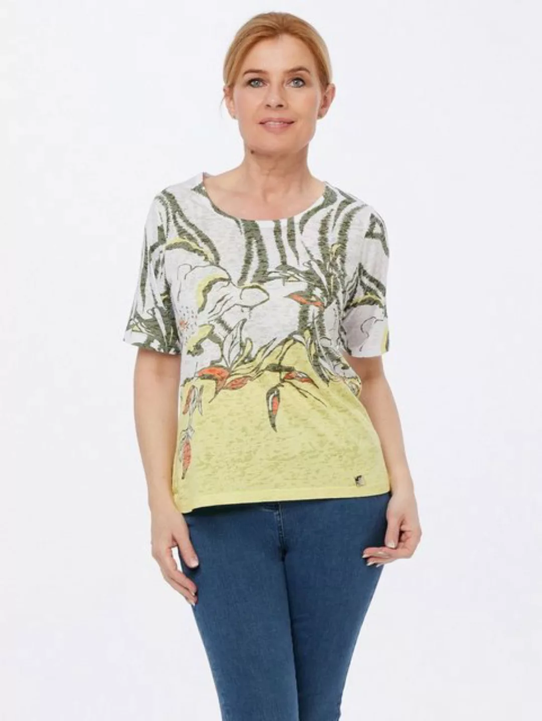 Georg Stiels Blusenshirt Print-Shirt koerpernah mit abstraktem Blütendruck günstig online kaufen