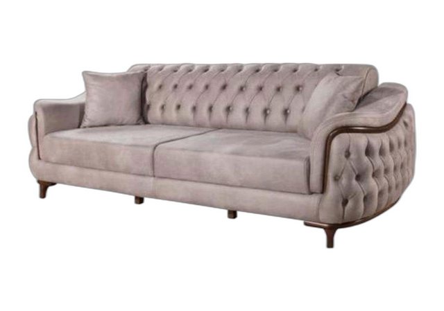 Xlmoebel Sofa Beige Chesterfield Sofa Dreisitzer Sitzkissen Sofa, 1 Teile, günstig online kaufen