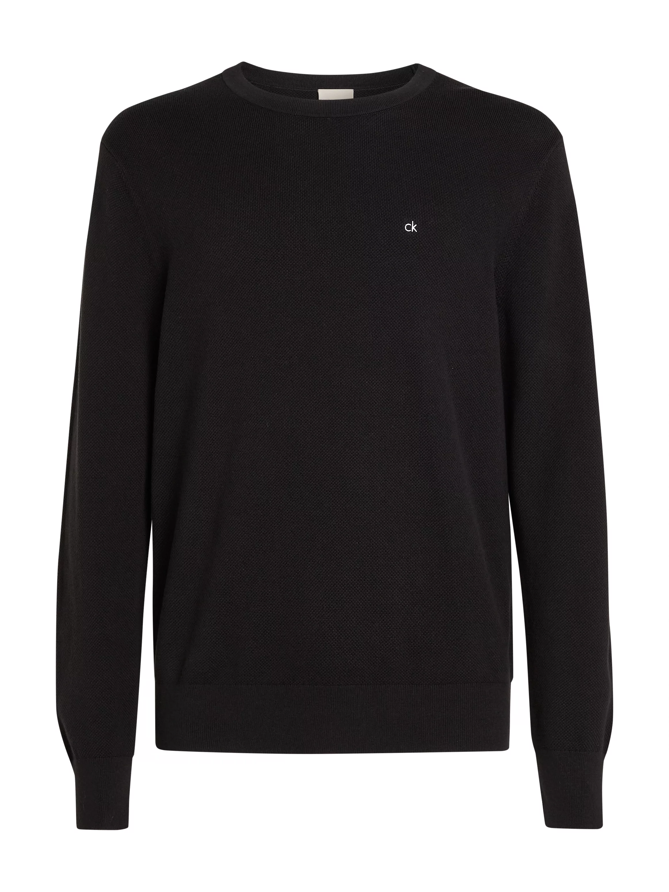 Calvin Klein Rundhalspullover MICRO PIQUE STRUCTURE SWEATER mit Logosticker günstig online kaufen