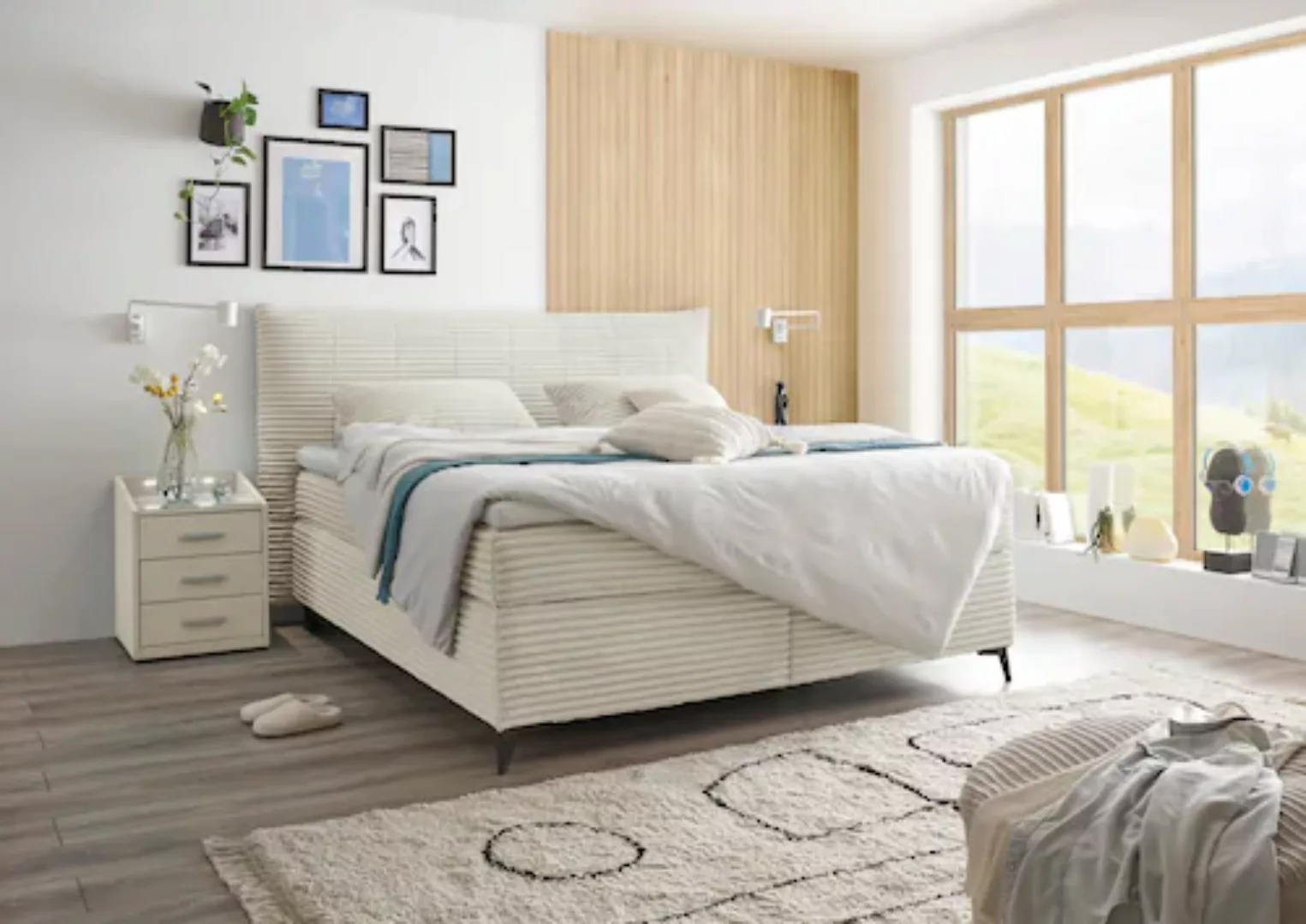 ED EXCITING DESIGN Boxspringbett »Seattle«, harte Seite mit Kokosmatte, wei günstig online kaufen