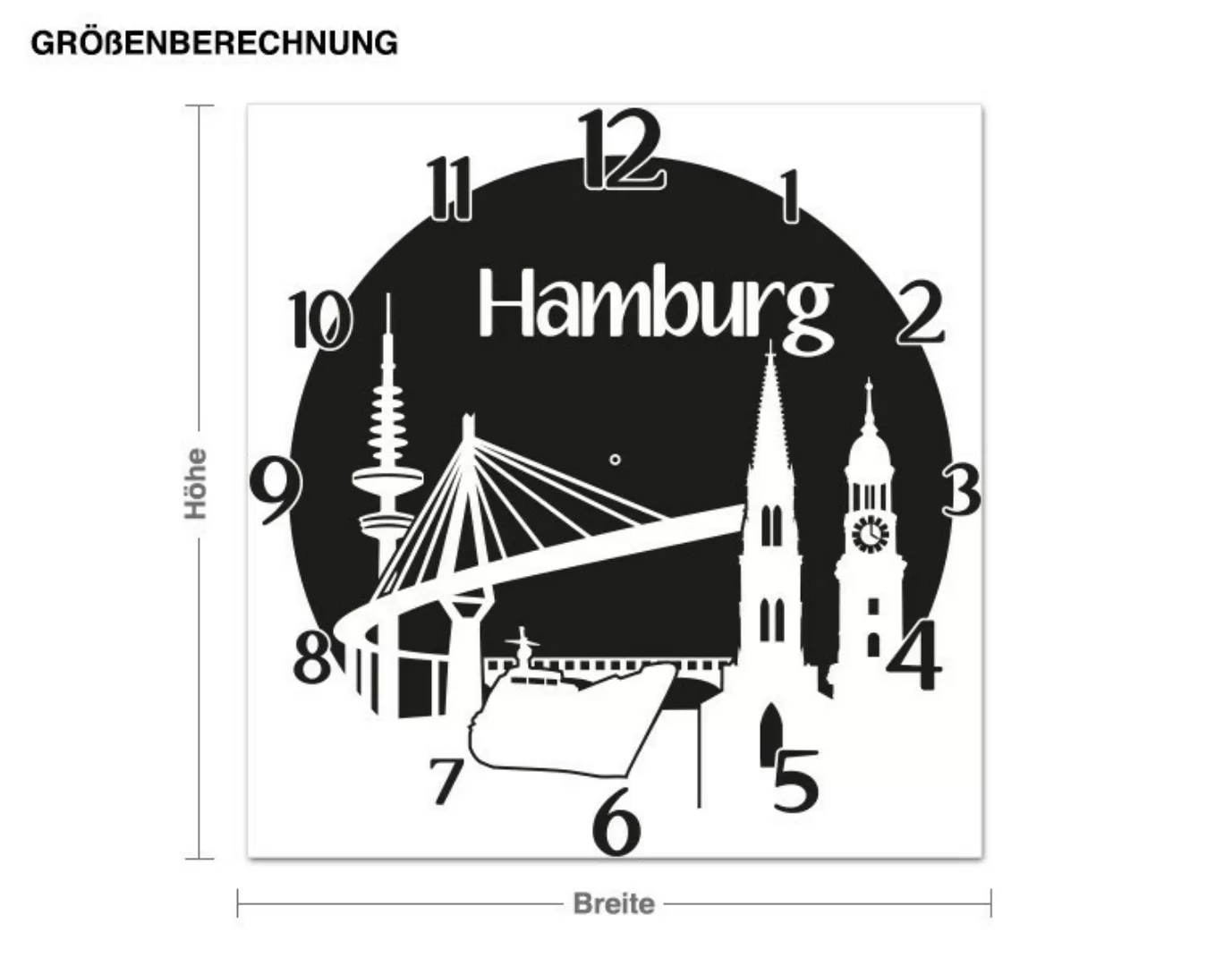 Wandtattoo-Uhr Hamburg Uhr günstig online kaufen