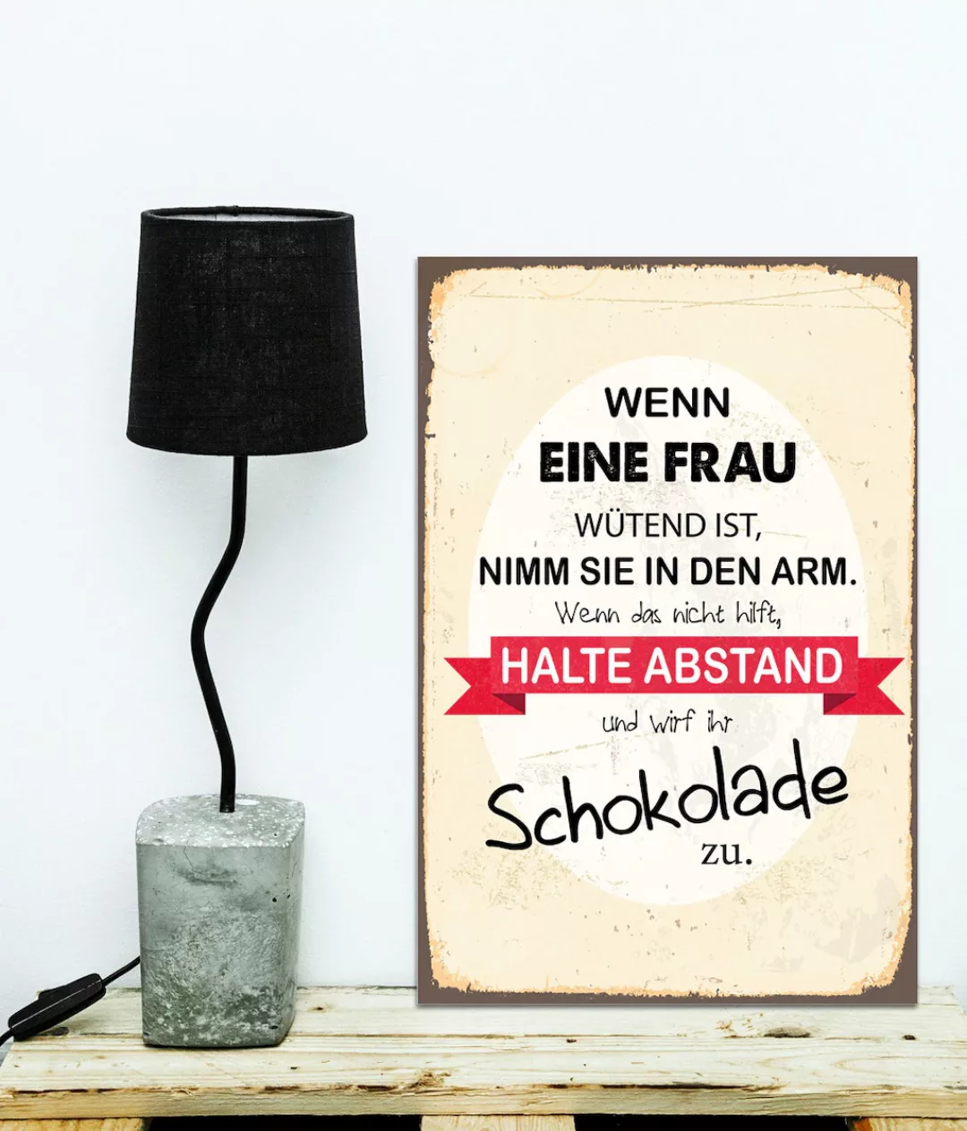 queence Metallbild "Schokolade", Schriftzüge, (1 St.), Stahlschilder günstig online kaufen