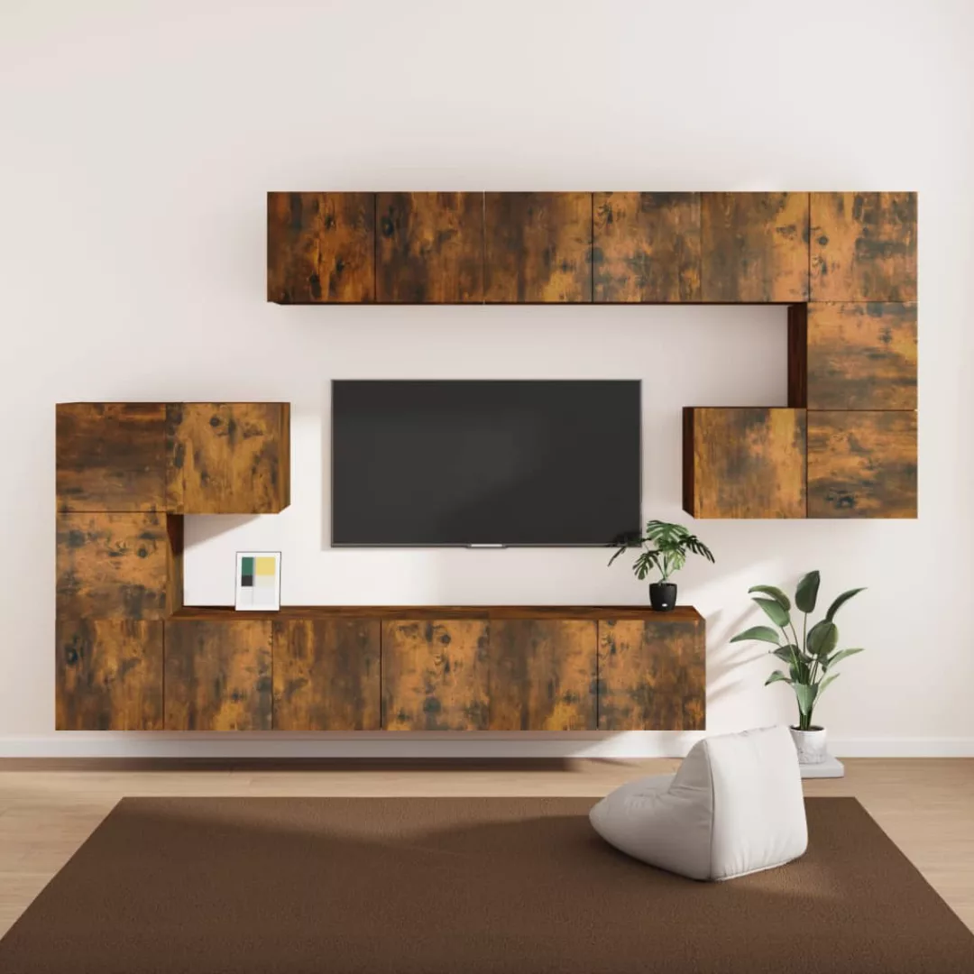 Vidaxl 10-tlg. Tv-schrank-set Räuchereiche Holzwerkstoff günstig online kaufen