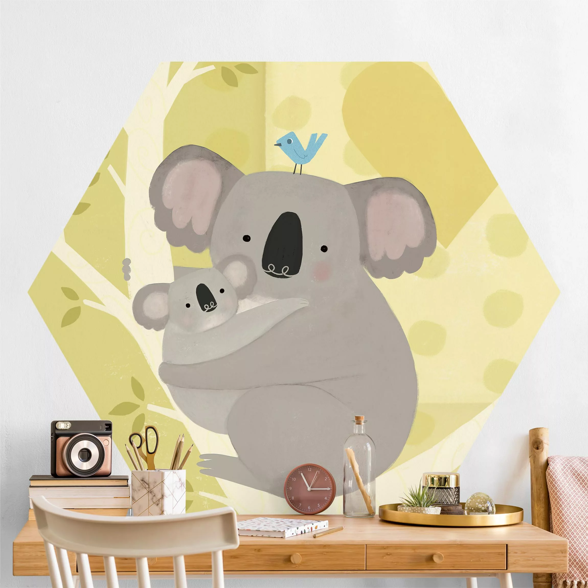 Hexagon Fototapete selbstklebend Mama und ich - Koalas günstig online kaufen