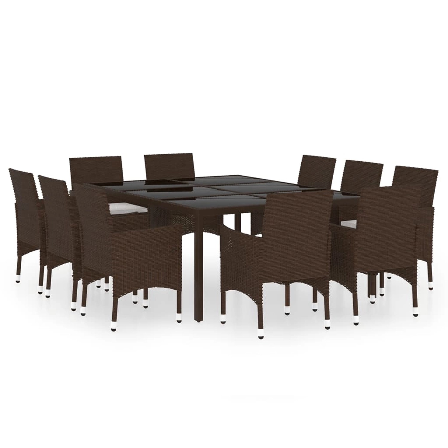 vidaXL 11-Tlg Garten-Essgruppe Poly Rattan-Braun 3058565 günstig online kaufen