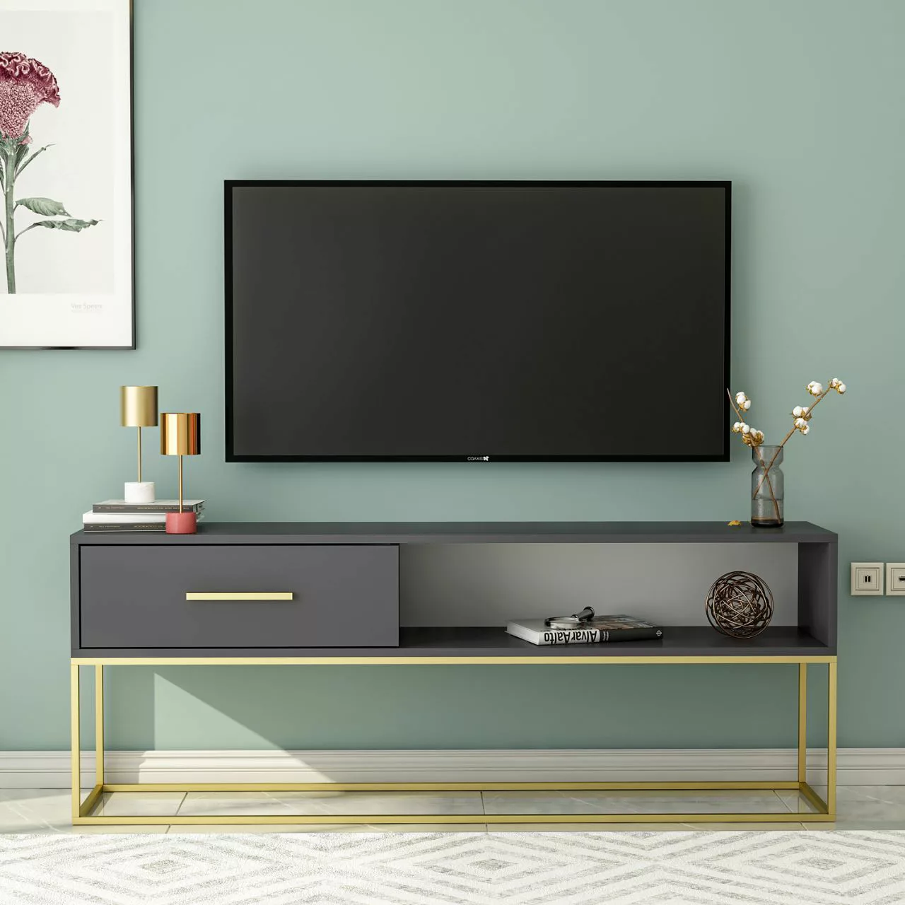TV-Lowboard Mira anthrazit B/H/T: ca. 160x60x35 cm günstig online kaufen