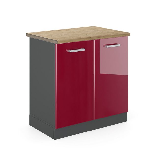 Vicco Spülenunterschrank R-Line, Bordeaux Hochglanz/Anthrazit, 80 cm ohne A günstig online kaufen