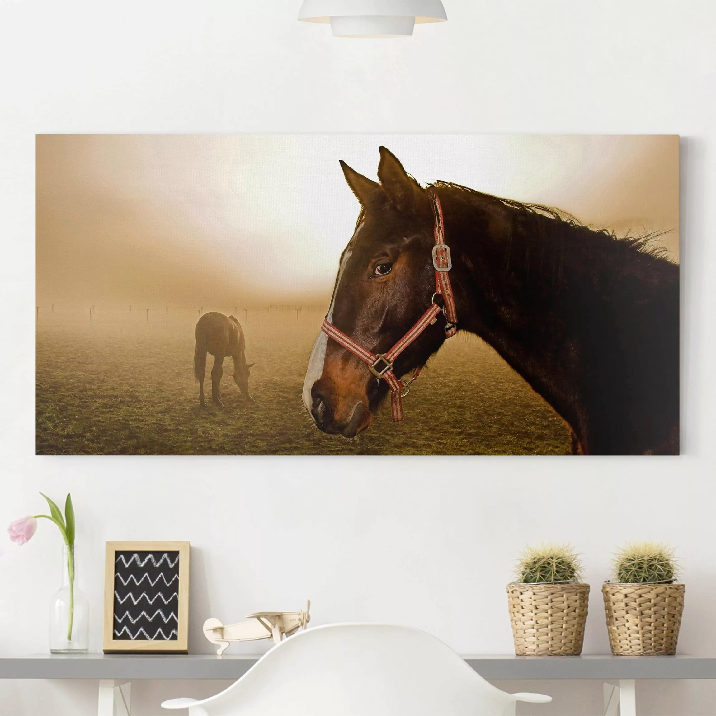 Leinwandbild Kinderzimmer - Querformat Early Horse günstig online kaufen