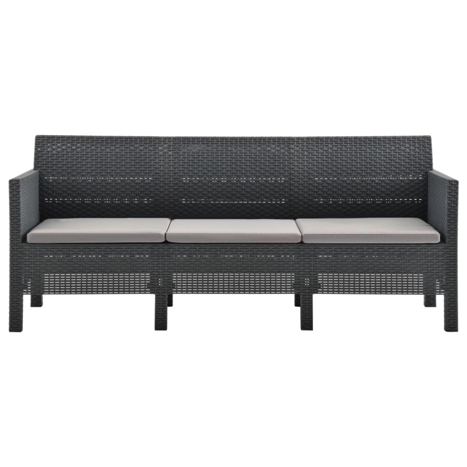 Vidaxl 3-sitzer Gartensofa Mit Kissen Anthrazit Pp Rattan günstig online kaufen