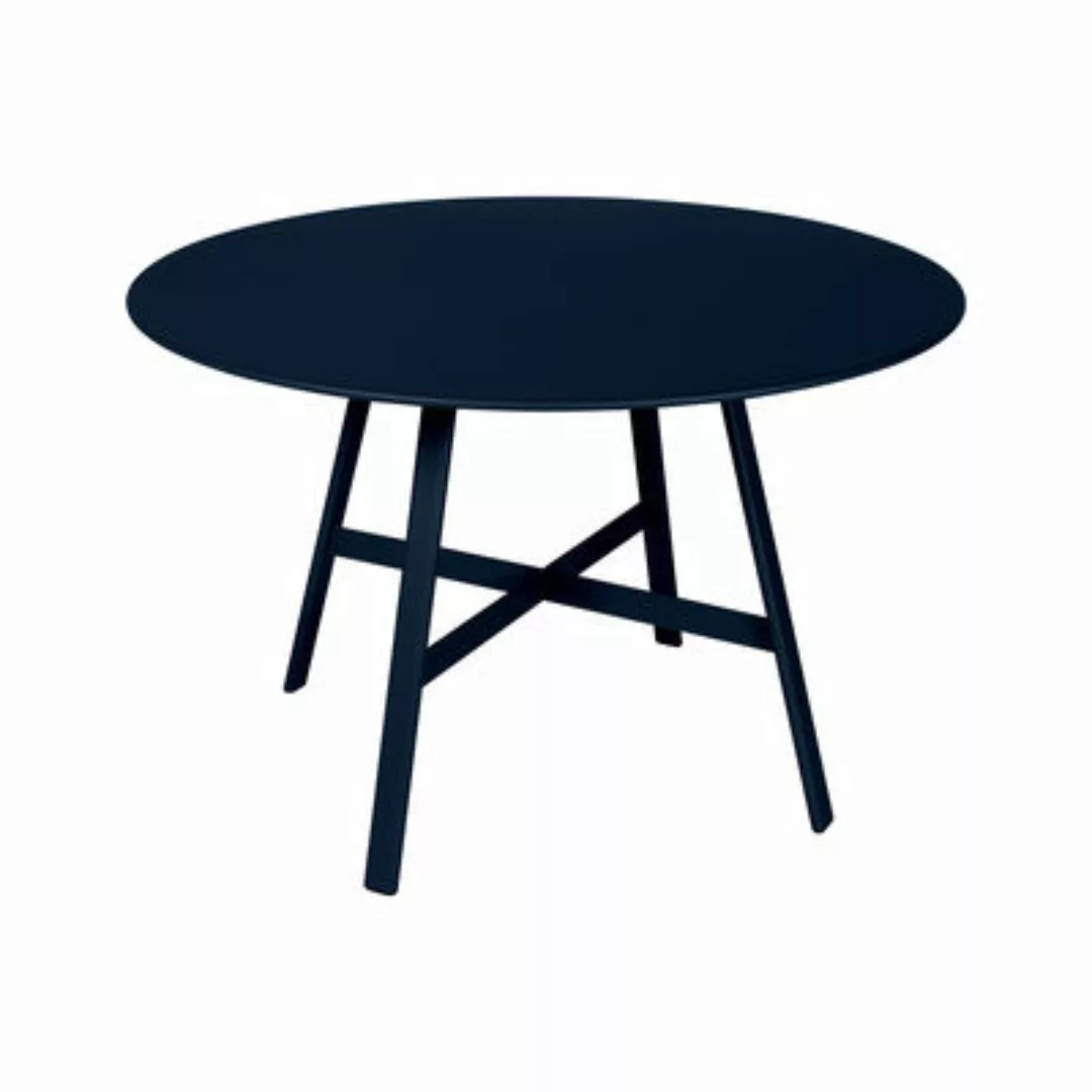 Runder Tisch So’O metall blau / Ø 117 cm - 6 Personen - Fermob - Blau günstig online kaufen