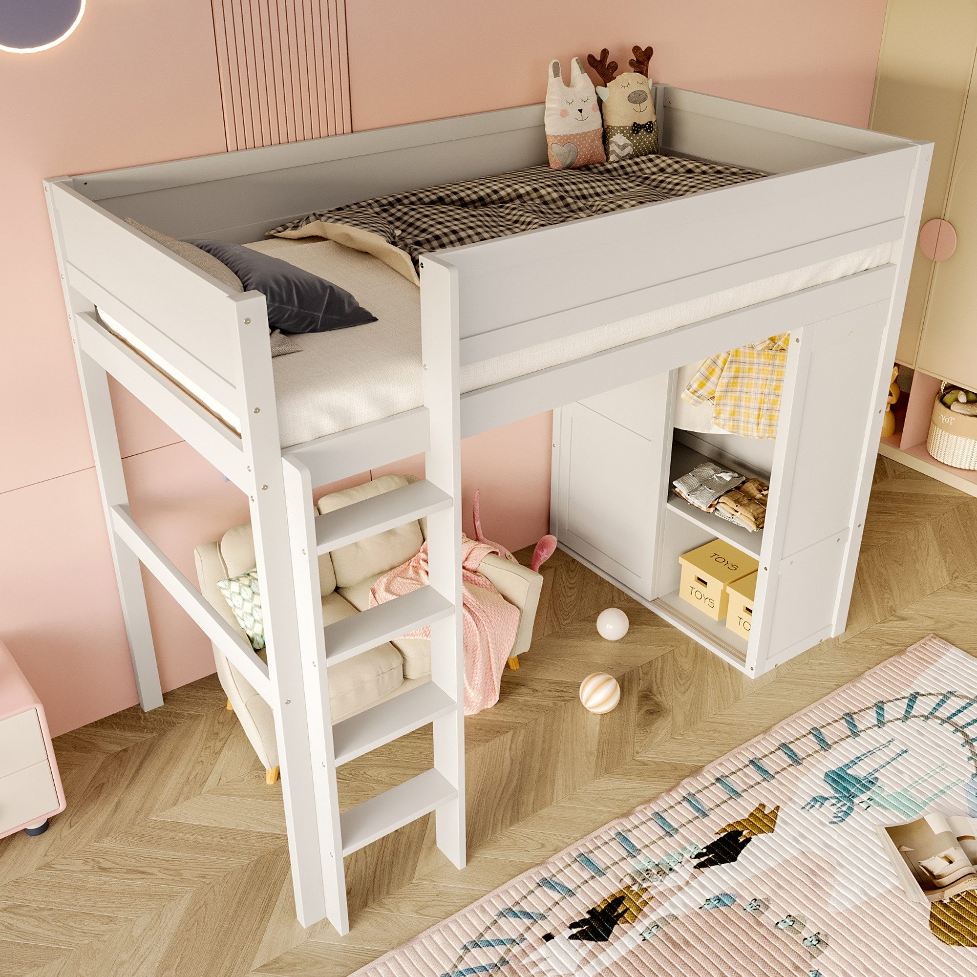 HAUSS SPOLE Hochbett 90x200cm mit Kleiderschrank, günstig online kaufen