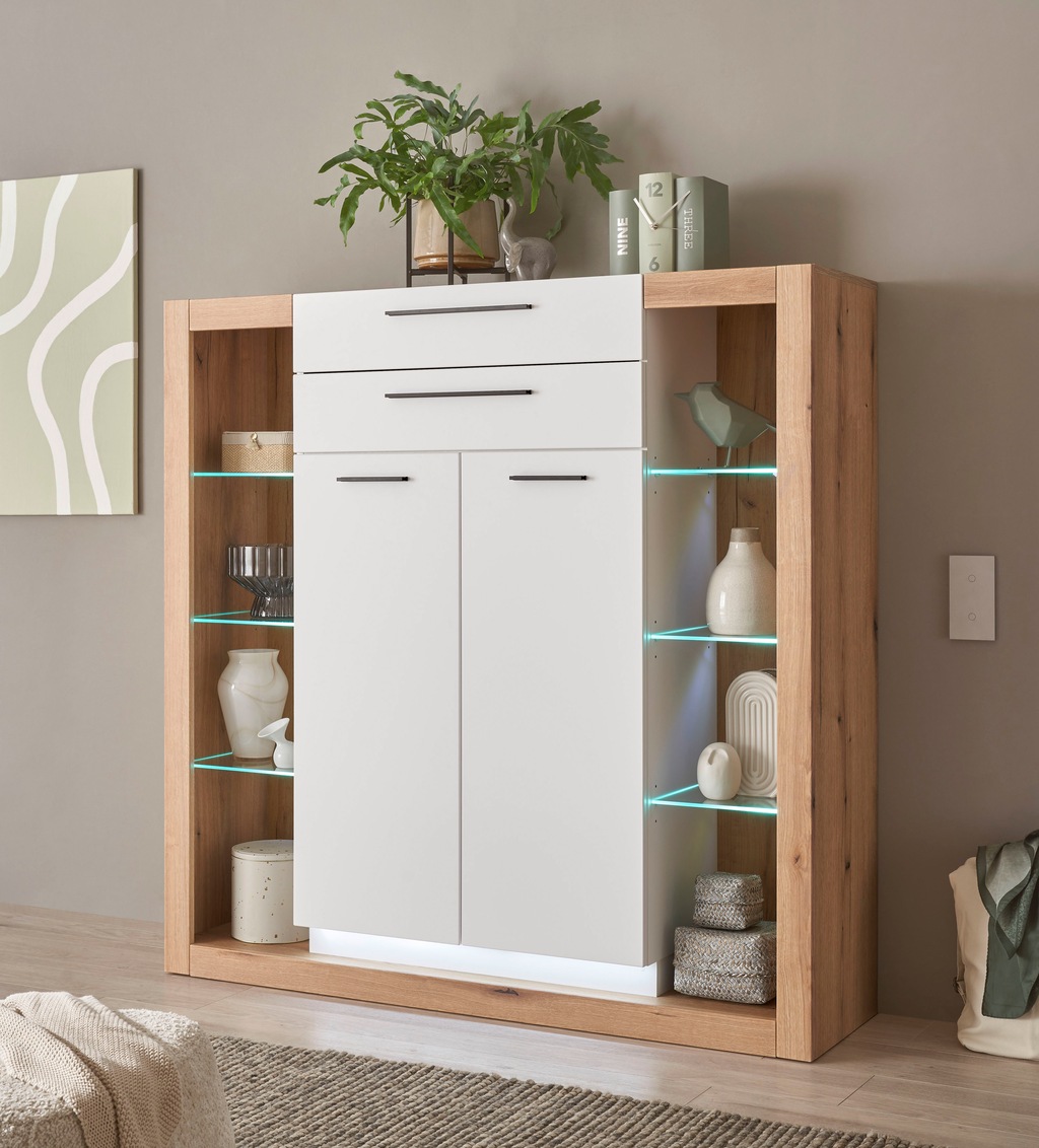 INOSIGN Highboard "Brixen, moderne Kommode, Stauraumelement in Eiche Evoke günstig online kaufen