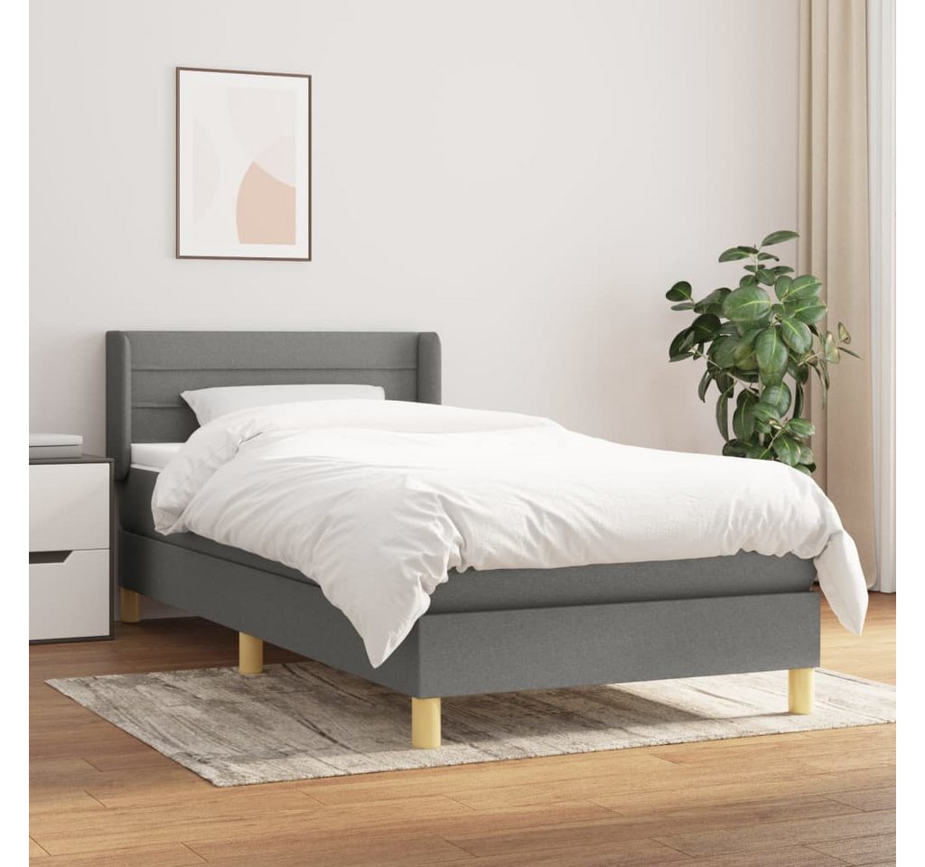 vidaXL Boxspringbett Boxspringbett mit Matratze Dunkelgrau 90x200 cm Stoff günstig online kaufen