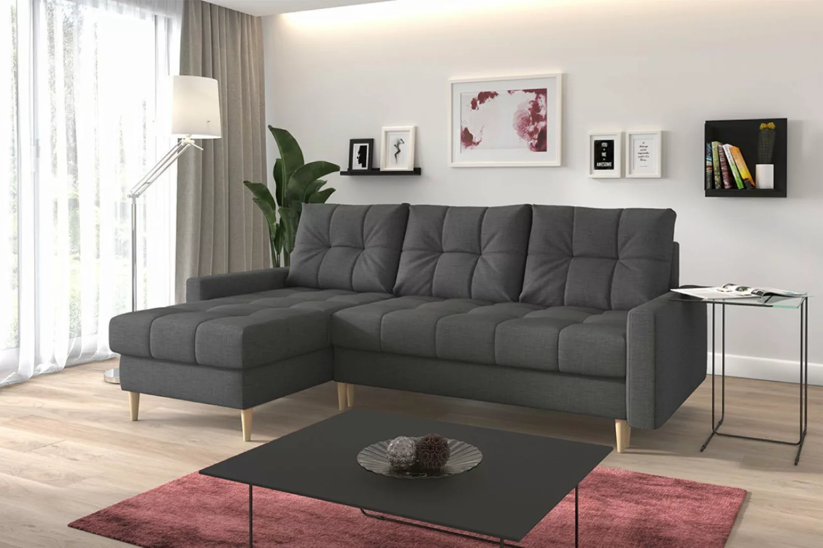 MKS MÖBEL Ecksofa Scandi, mit Schlaffunktion, Polstersofa mit Bettkasten günstig online kaufen