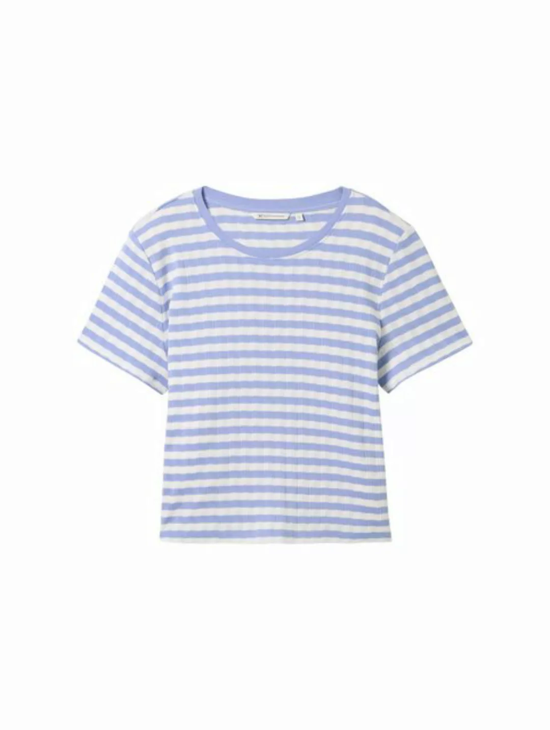 TOM TAILOR T-Shirt Gestreiftes T-Shirt mit Pointelle-Struktur günstig online kaufen