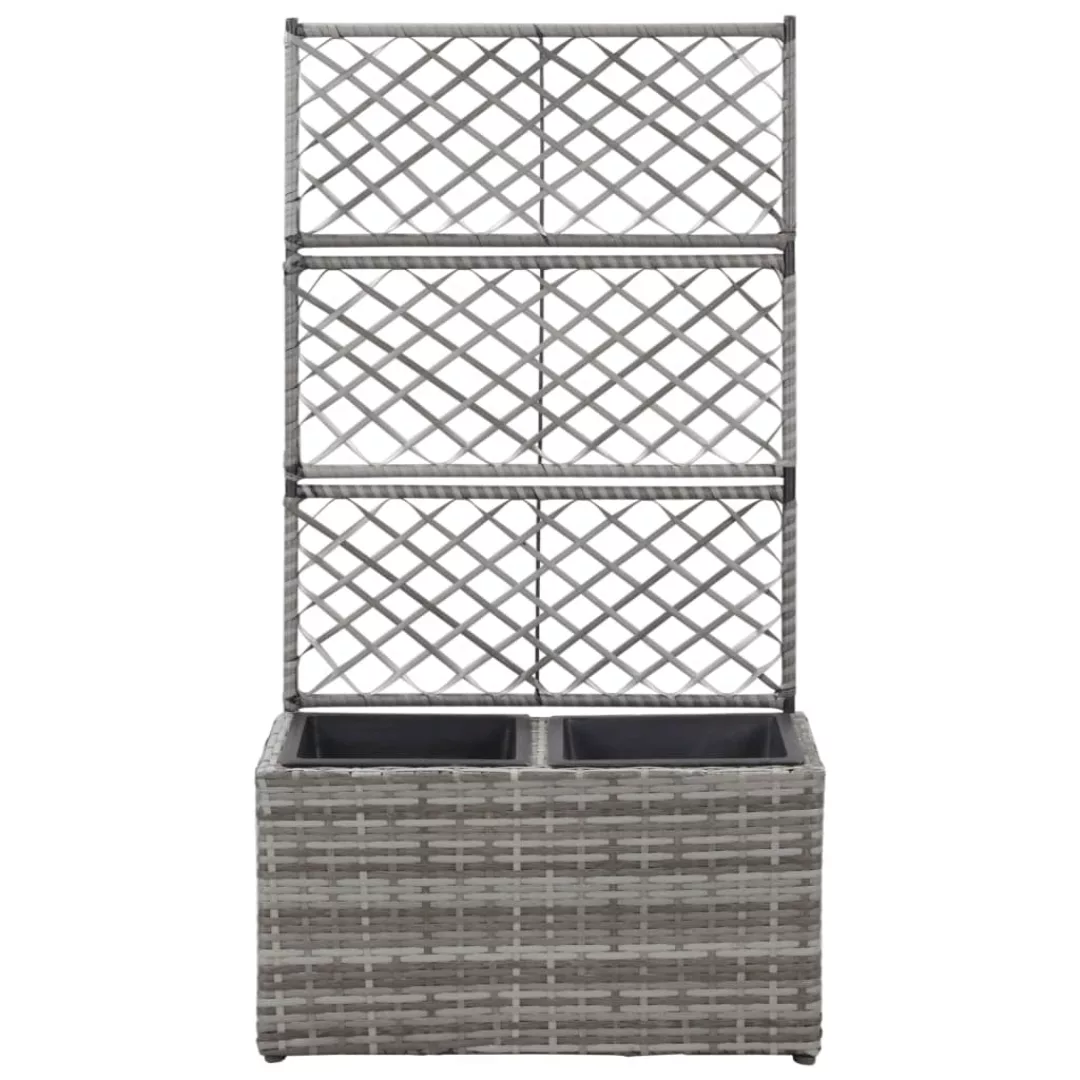 Hochbeet Mit Rankgitter 2 Töpfe 58ã30ã107cm Poly Rattan Grau günstig online kaufen