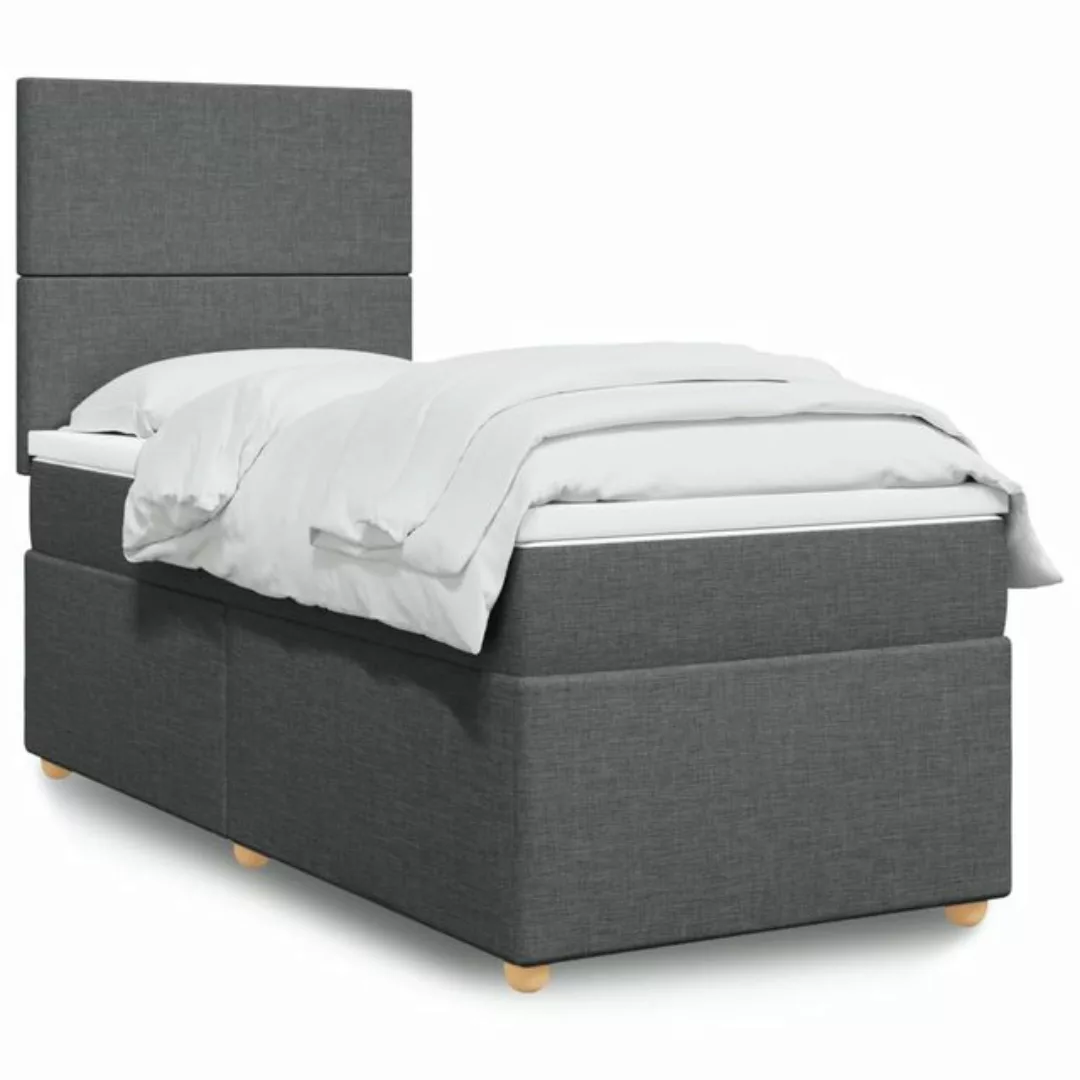 vidaXL Boxspringbett Boxspringbett mit Matratze Dunkelgrau 90x200 cm Stoff günstig online kaufen