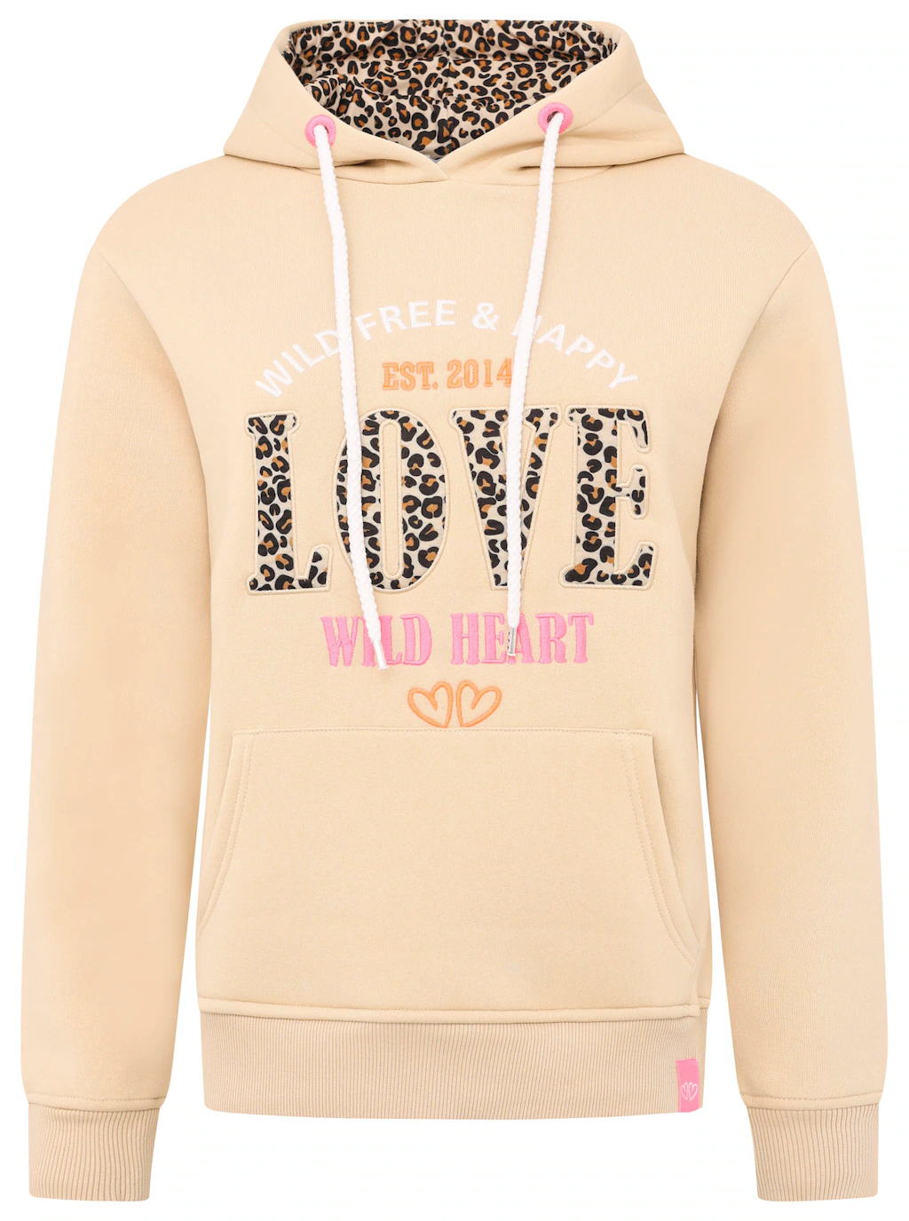 Zwillingsherz Hoodie ""Wild Love"", mit Wording Leo Love und Stickerei günstig online kaufen