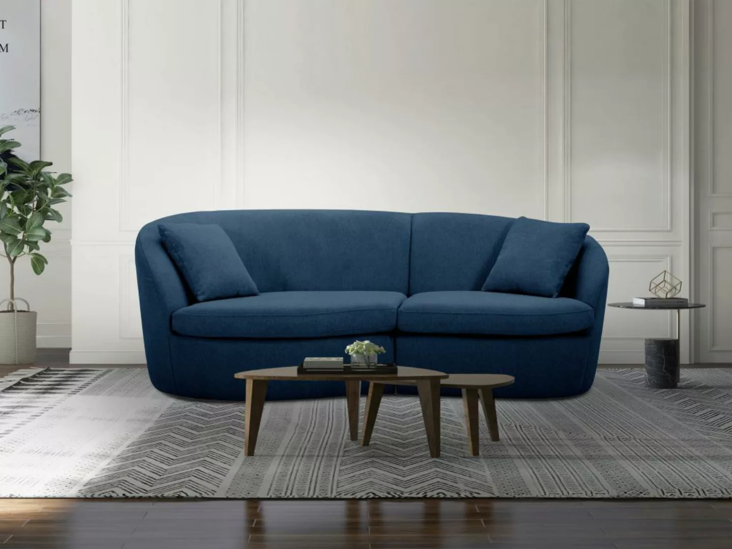 Sofa 3-Sitzer - Stoff - Blau - LORRAINE günstig online kaufen