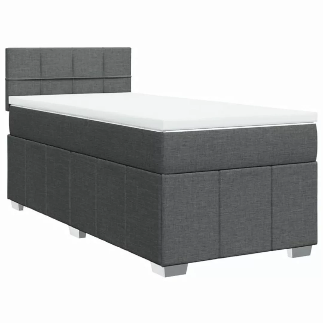 vidaXL Bett Boxspringbett mit Matratze Dunkelgrau 80x200 cm Stoff günstig online kaufen