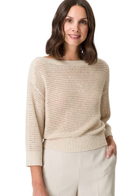 Zero Strickpullover Lochstrick mit Pailletten (1-tlg) Lochmuster günstig online kaufen