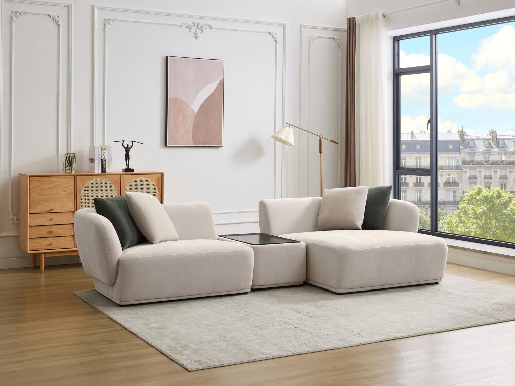 Ecksofa mit Ablage - Ecke rechts - beliebig kombinierbar - Stoff - Beige - günstig online kaufen