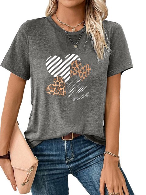 PYL T-Shirt Damen Sommer Casual Basic Rundhalsshirt mit Kurzarm Locker Tee günstig online kaufen