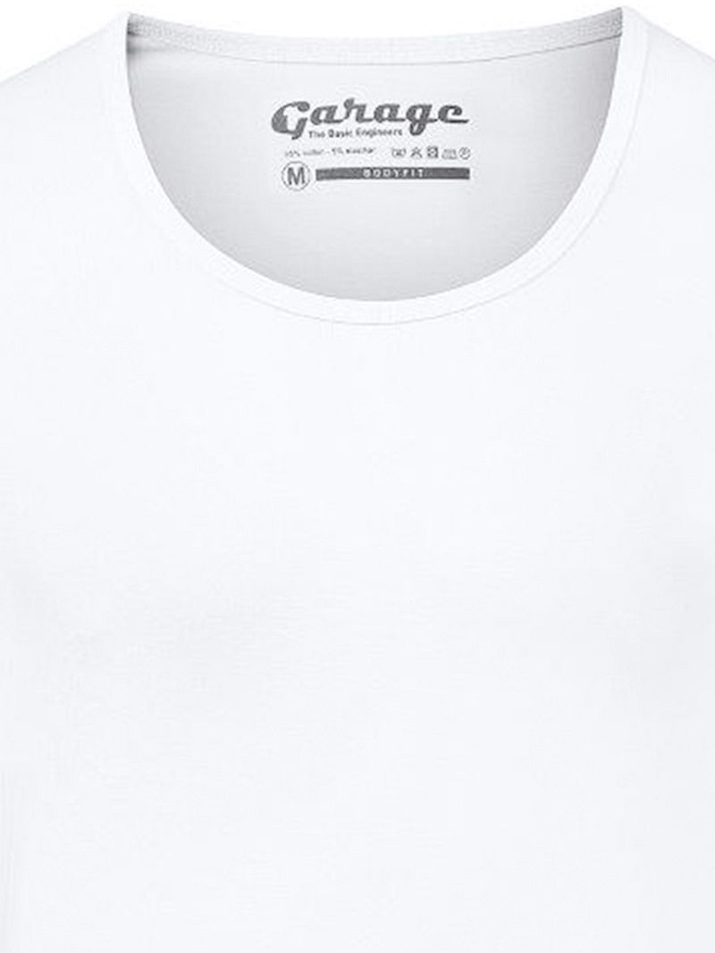 Garage Stretch Basic T-Shirt Weiss Tiefer Rundhals - Größe XL günstig online kaufen