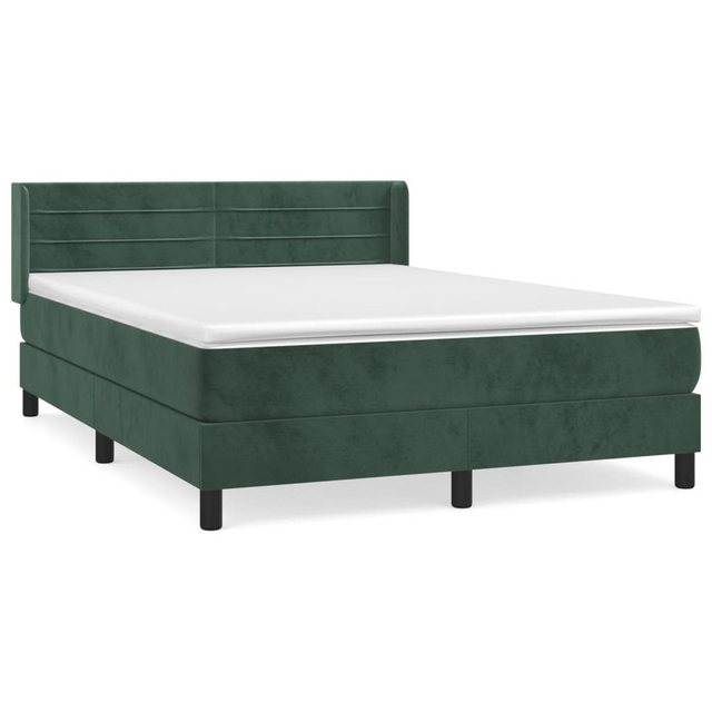 vidaXL Boxspringbett mit Matratze Dunkelgrün 140x200 cm Samt1396976 günstig online kaufen