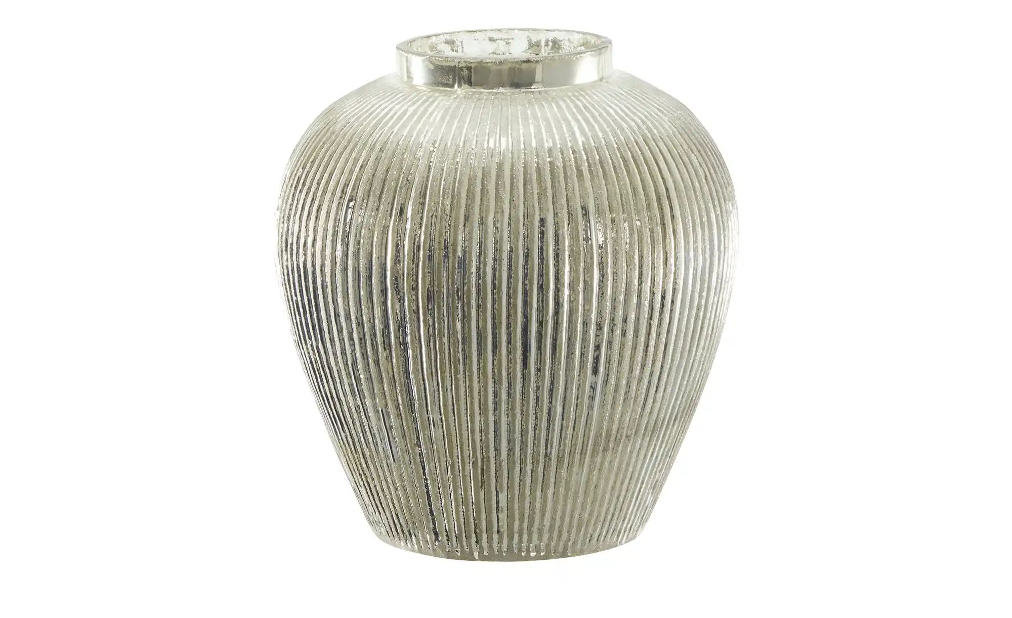 HOME STORY Vase ¦ silber ¦ Glas  ¦ Maße (cm): H: 23,5  Ø: 21 Weihnachten - günstig online kaufen