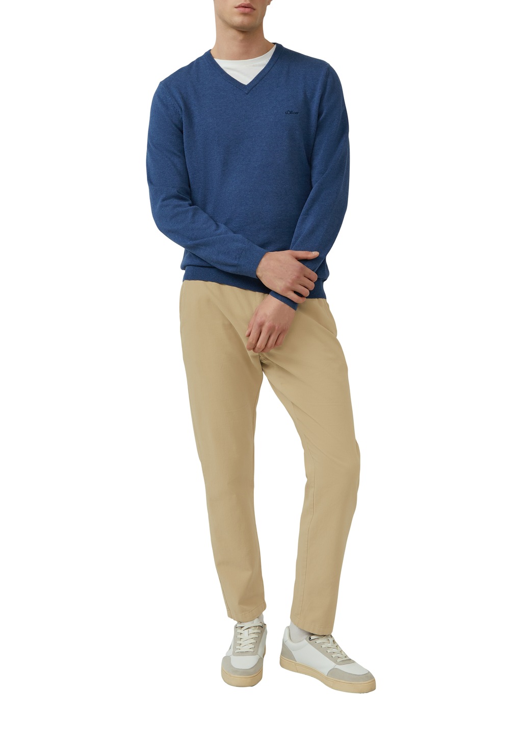 s.Oliver Strickpullover, in melierter Optik mit Logo-Stickerei günstig online kaufen