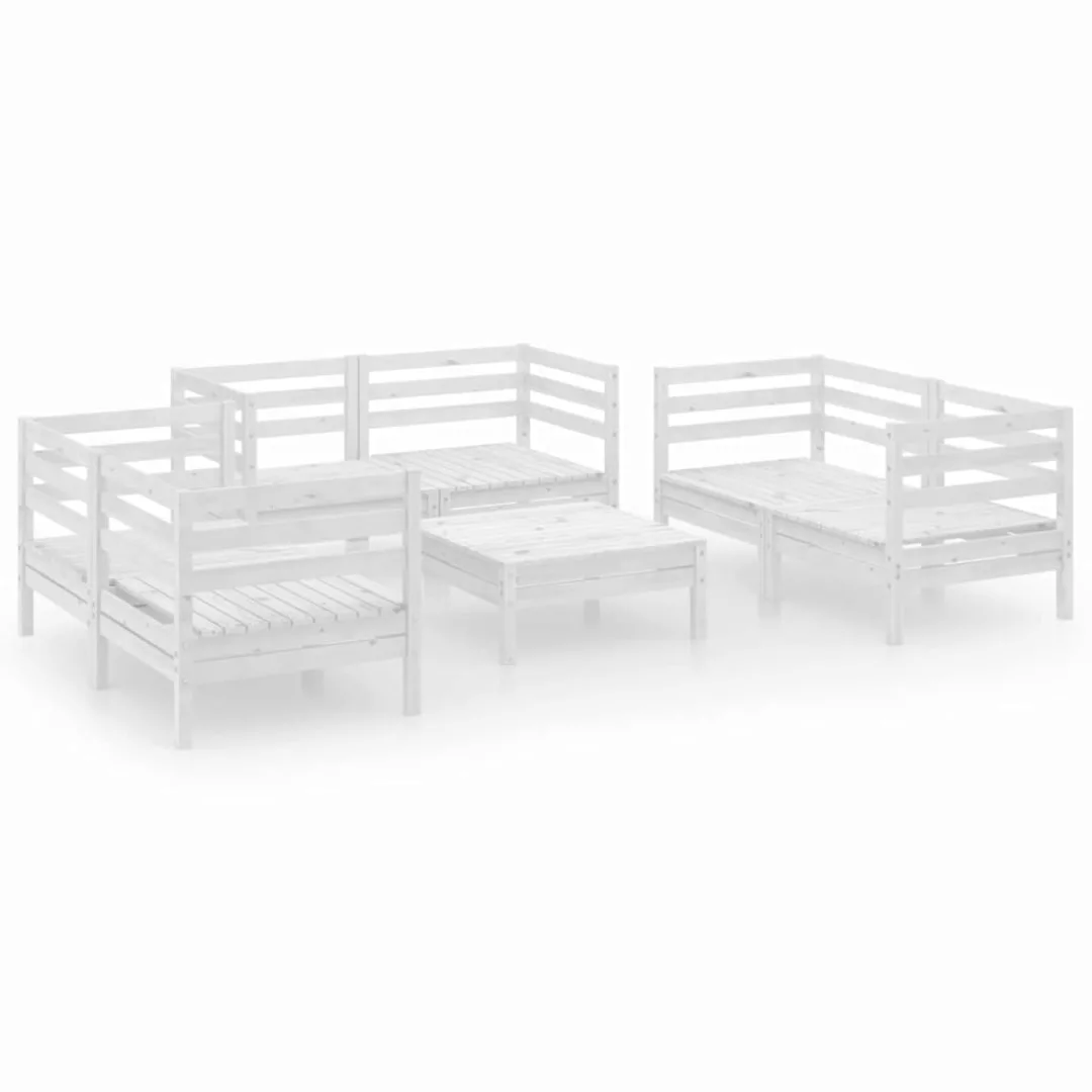 7-tlg. Garten-lounge-set Weiß Massivholz Kiefer günstig online kaufen