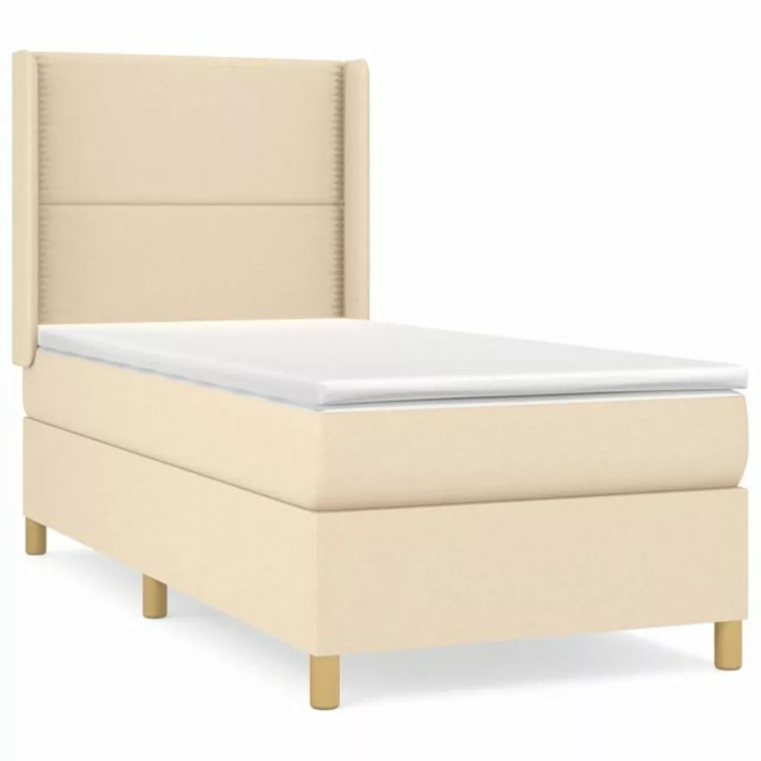 vidaXL Bettgestell Boxspringbett mit Matratze Creme 90x200 cm Stoff Bett Be günstig online kaufen