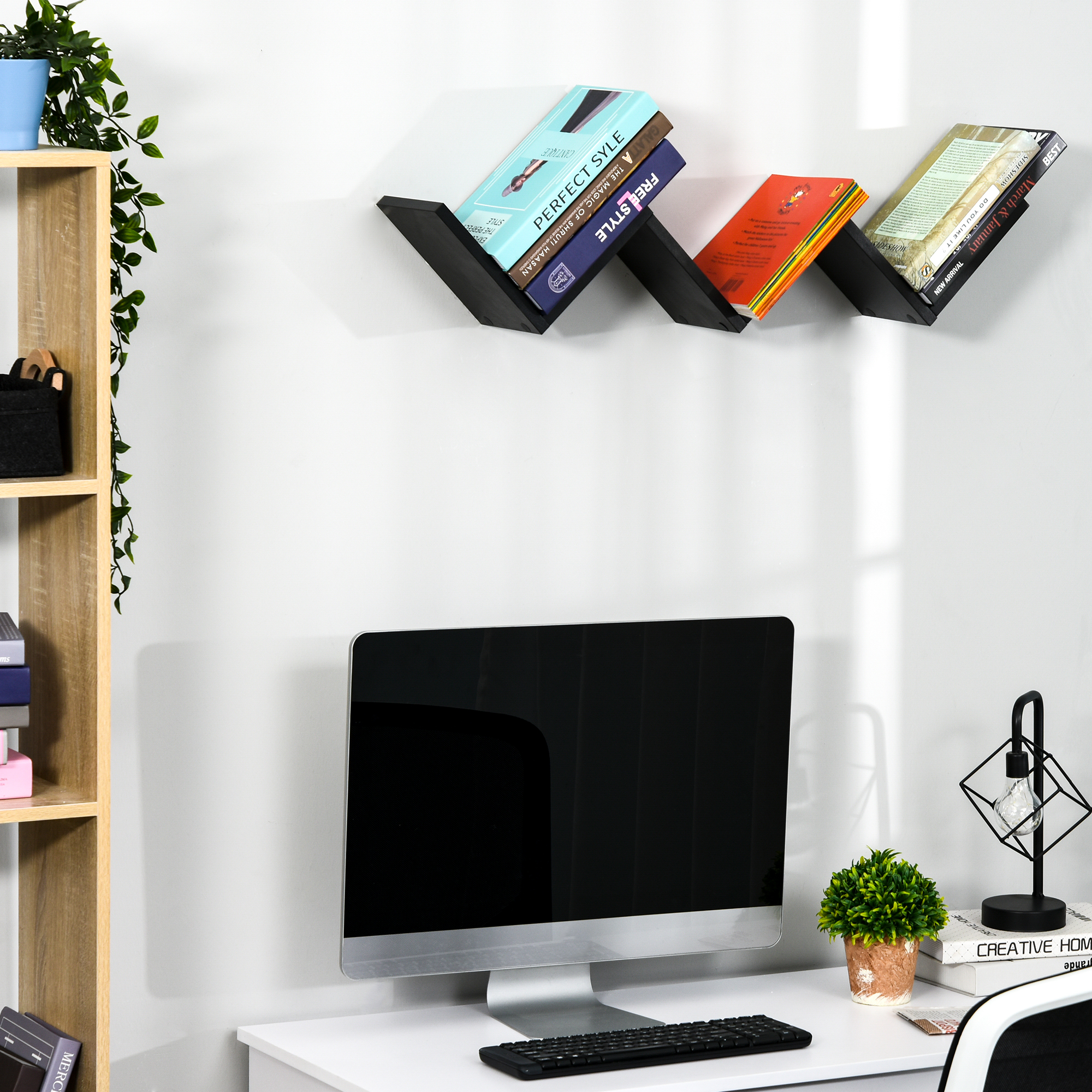 HOMCOM Wandregal - zeitgenössisches V-Design - inkl. Befestigungsset - schw günstig online kaufen