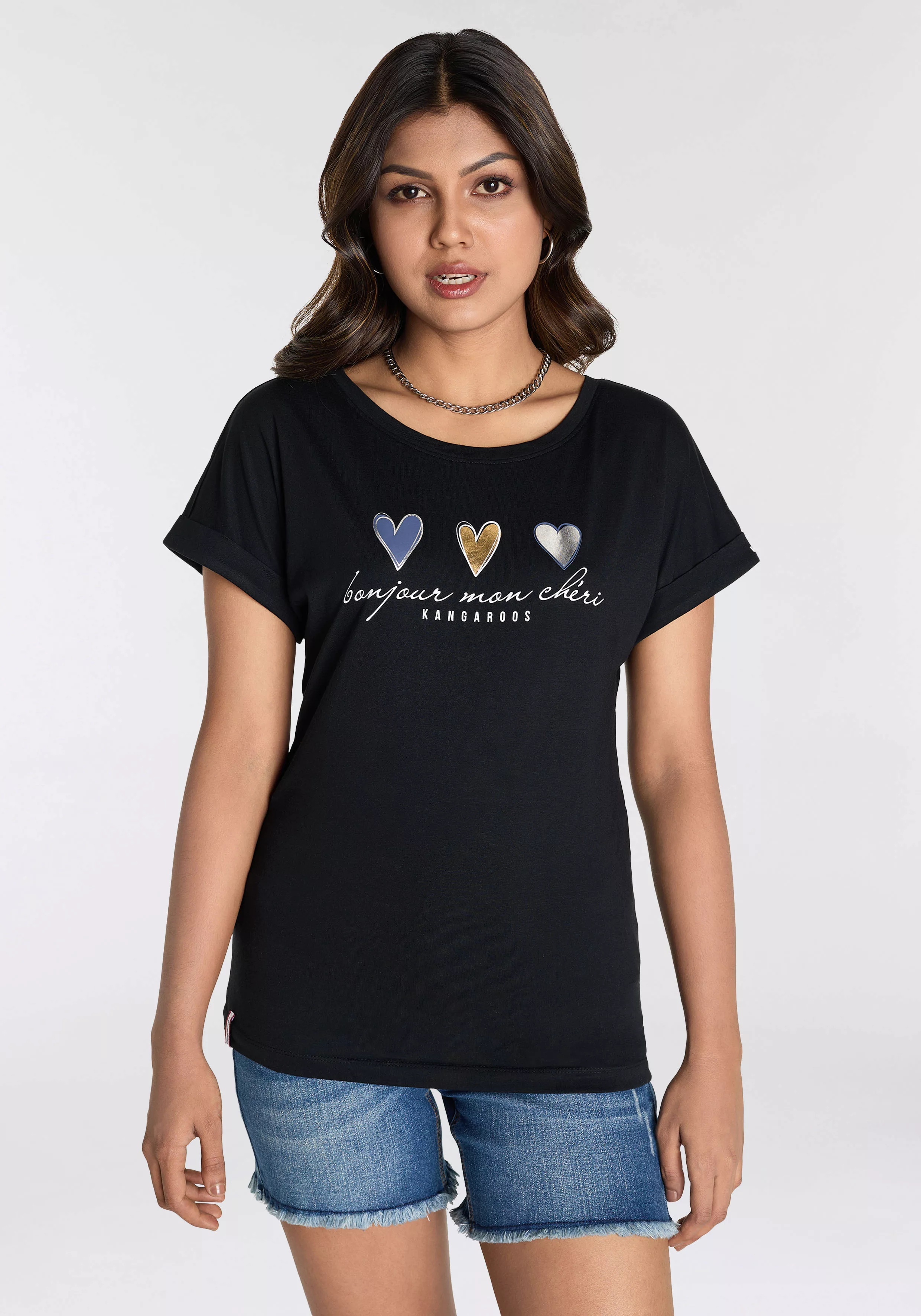 KangaROOS Kurzarmshirt mit süßen Herz-Logodruck- NEUE-KOLLEKTION günstig online kaufen