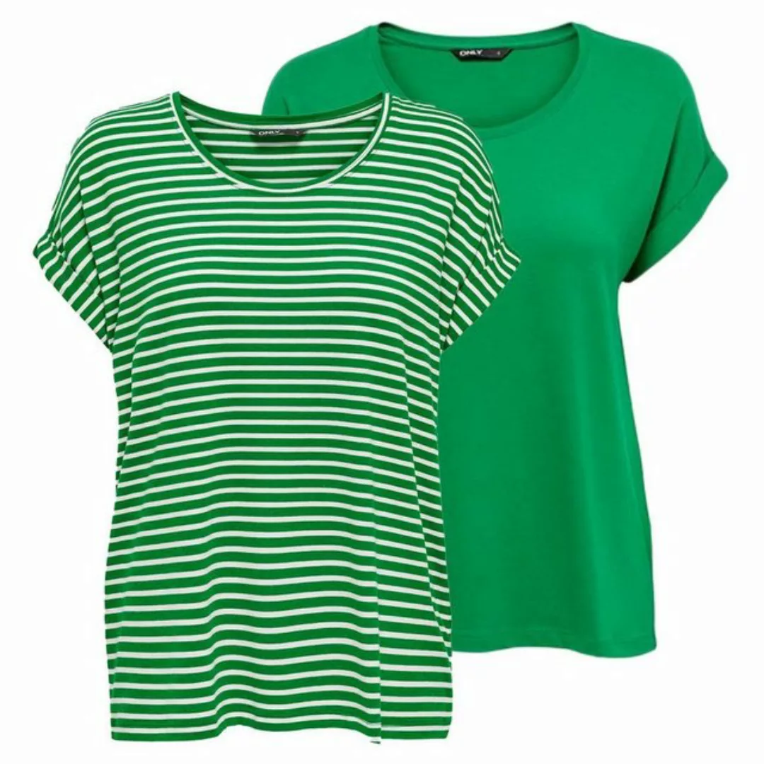 Only Damen O-Neck Top T-Shirt MOSTER 2er Pack Basic Kurzarm Rundhals Shirt günstig online kaufen